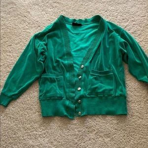 Vintage Liz Sport green velour cardigan Sz M